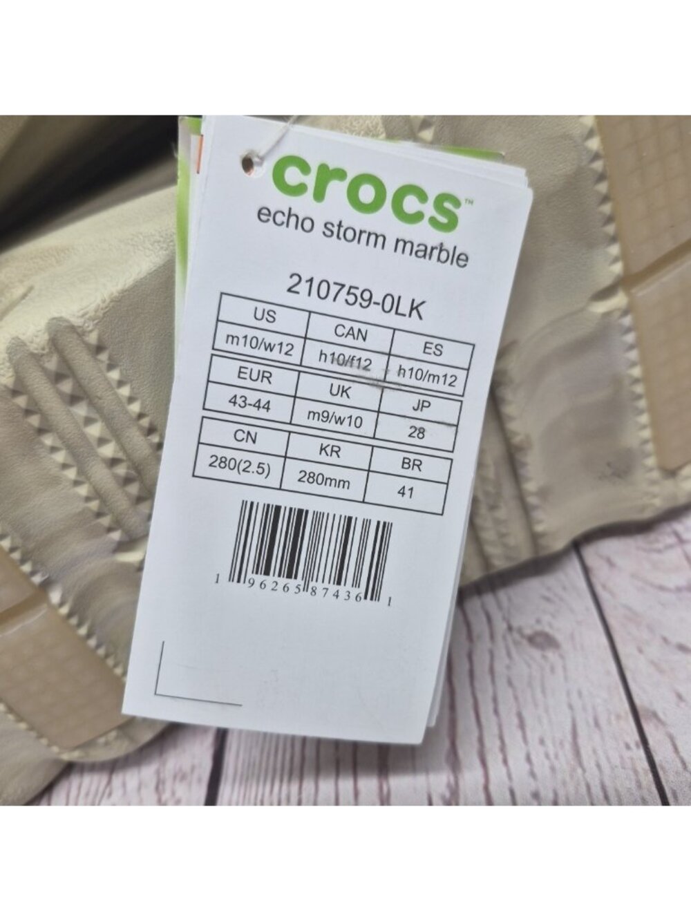 Crocs Echo Storm Marble 210759-0LK Slip On Shoes Men's Size 10M/12W Bone ~ New - Picture 9 of 9